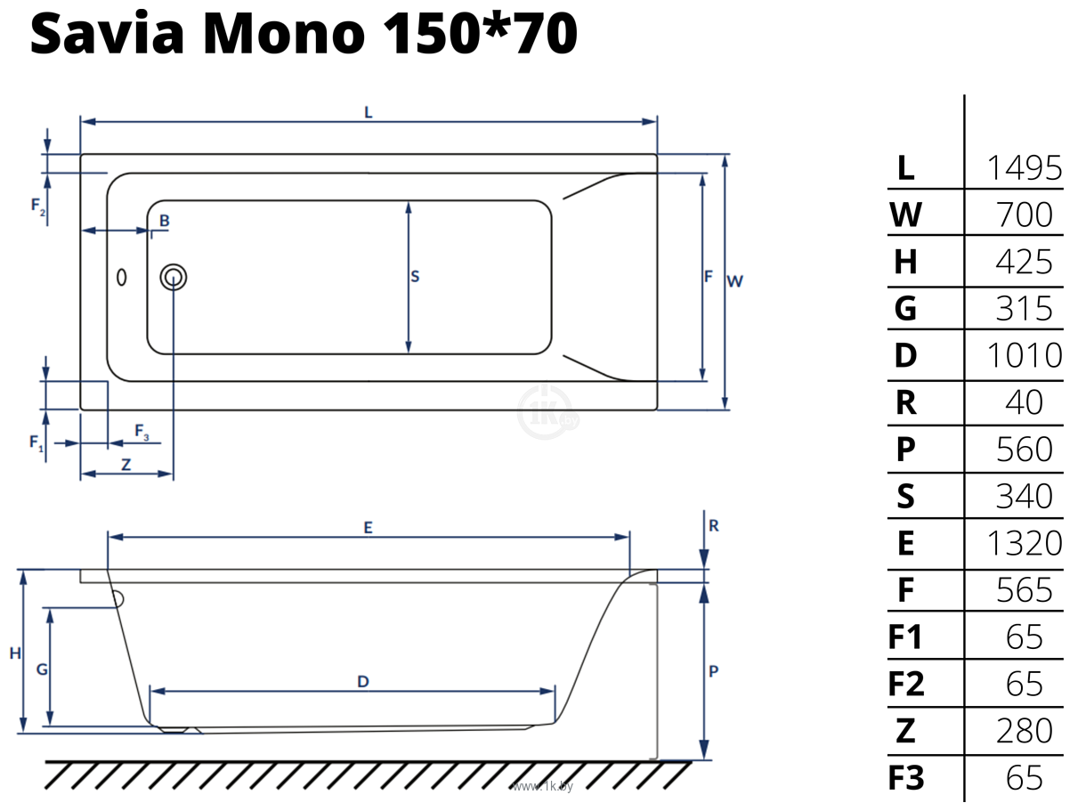 Фотографии Excellent Savia Mono 150x70 с ножками