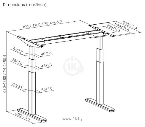 Фотографии ErgoSmart Ergo Desk Prime 1200x650x18 мм (дуб натуральный/черный)