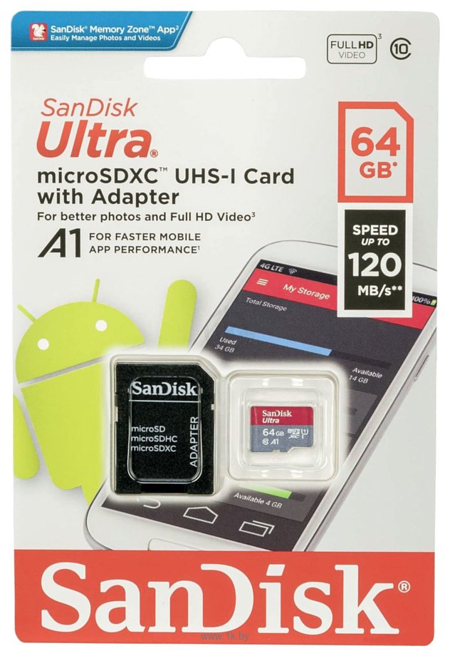 Фотографии SanDisk Ultra SDSQUA4-064G-GN6MA microSDXC 64GB (с адаптером)