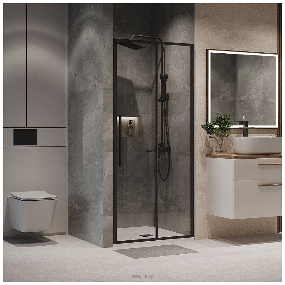 Фотографии Niagara NG-84-10AB 100x195 (черный матовый/прозрачное стекло)