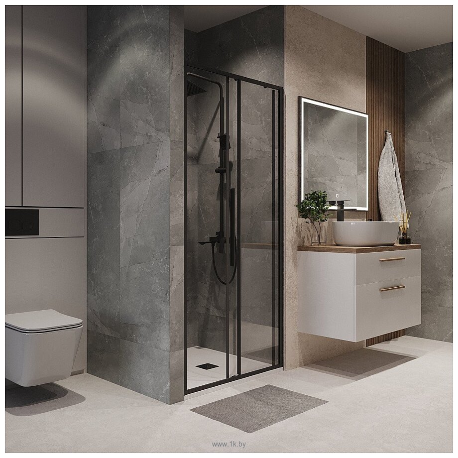 Фотографии Niagara NG-84-10AB 100x195 (черный матовый/прозрачное стекло)