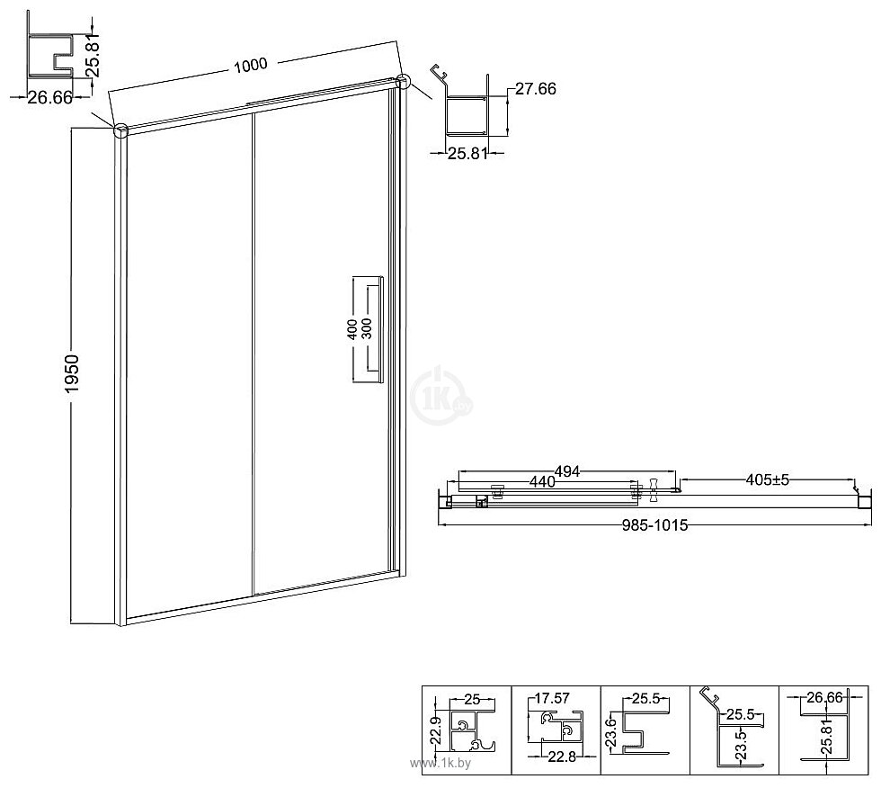 Фотографии Niagara NG-84-10AB 100x195 (черный матовый/прозрачное стекло)