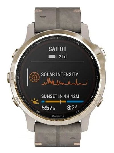 Фотографии Garmin Fenix 6S Pro Solar с замшевым ремешком