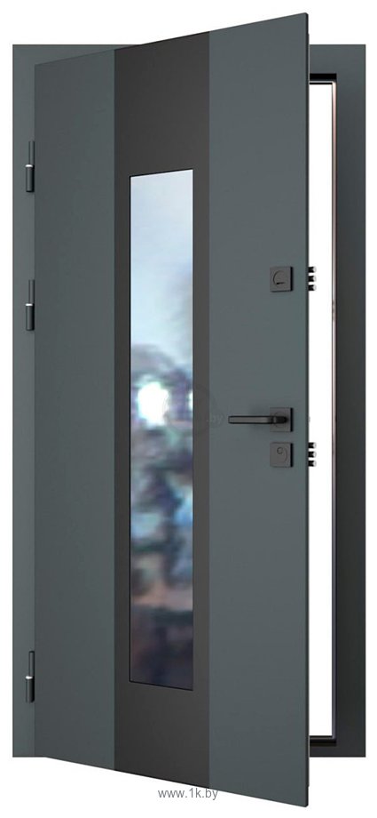 Фотографии Guard Inox Black 96x205 (левая, графит/экосатин белый)