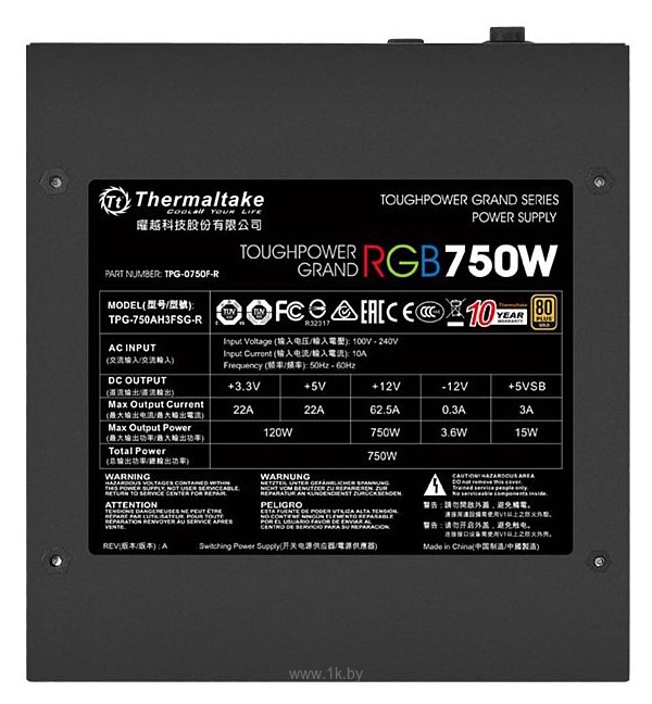 Фотографии Thermaltake Toughpower Grand RGB Gold (Fully Modular) 750W