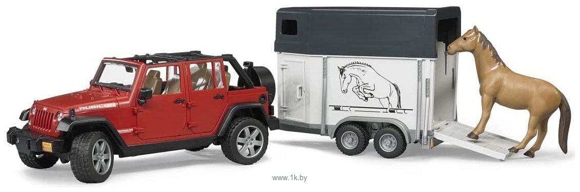 Фотографии Bruder Jeep Wrangler Unlimited Rubicon with Horse Trailer 02926