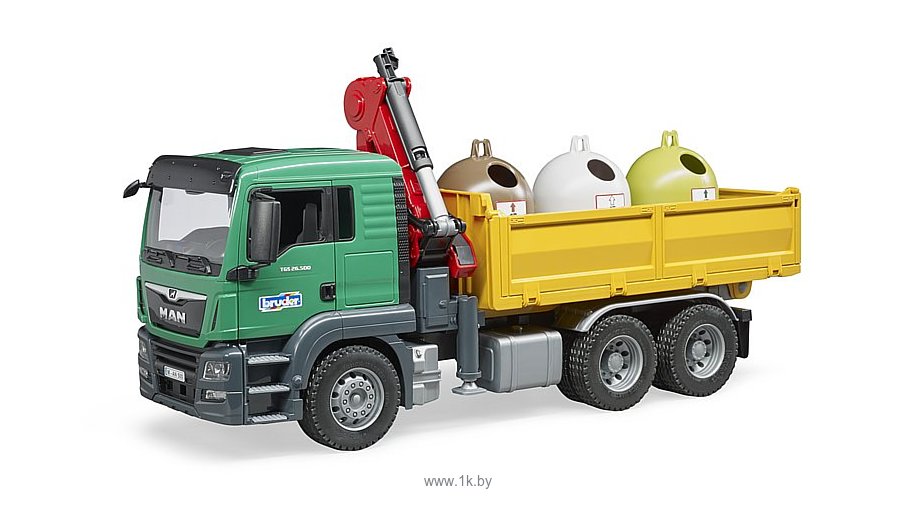 Фотографии Bruder MAN TGS Truck with 3 glas recycling containers 03753