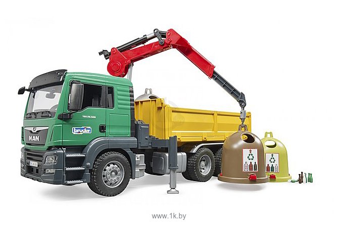 Фотографии Bruder MAN TGS Truck with 3 glas recycling containers 03753