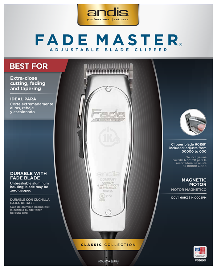 Фотографии Andis Fade Master Adjustable Blade Clipper ML