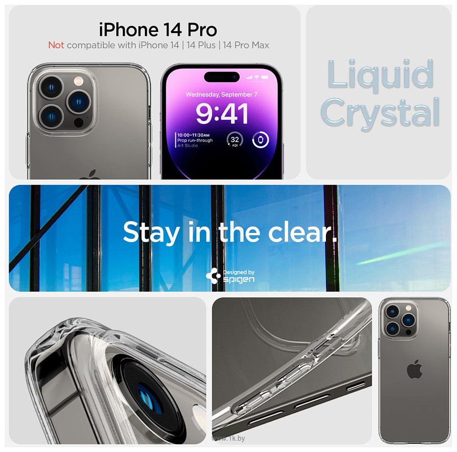 Фотографии Spigen Liquid Crystal iPhone 14 Pro Crystal Clear ACS04953 (прозрачный)