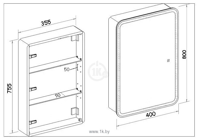 Фотографии Пекам  LED Marta 40x80 (с сенсором на прикосновение)