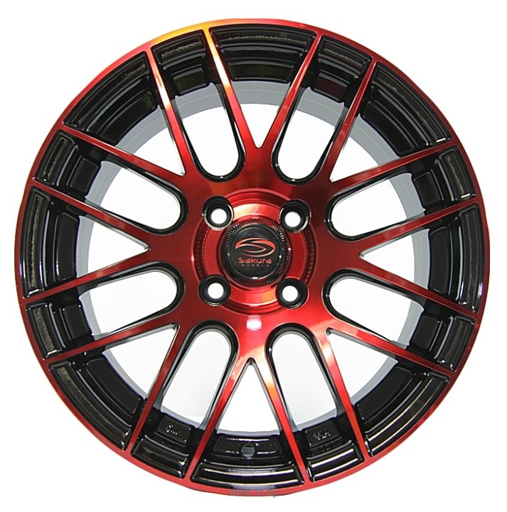 Фотографии Sakura Wheels 3194 6.5x15/4x100 D73.1 ET35 Черный с красным