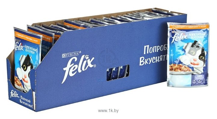 Фотографии Felix (0.085 кг) 24 шт. Аппетитные кусочки с Курицей и томатами в желе