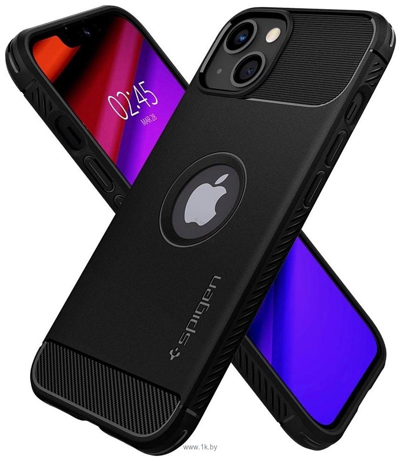 Фотографии Spigen Rugged Armor для iPhone 13 ACS03518 (черный)