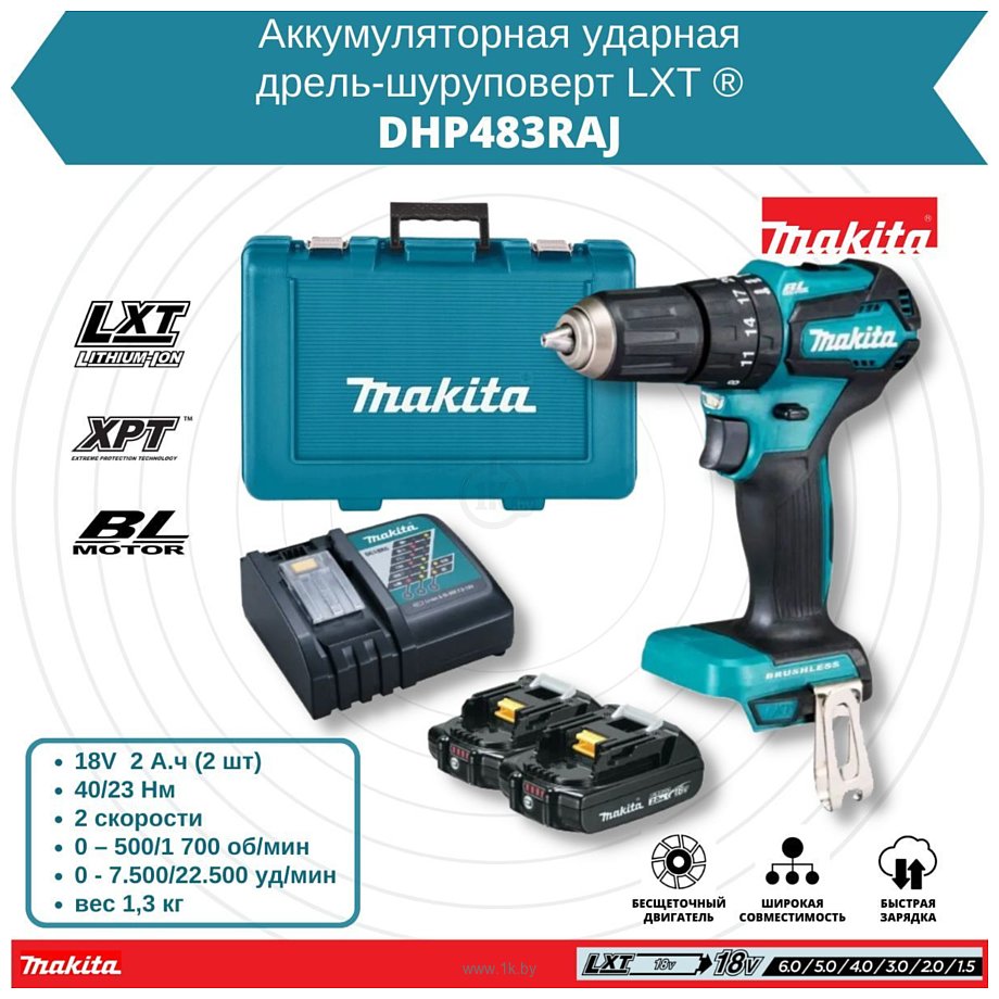 Фотографии Makita DHP483RAJ (без АКБ, кейс)