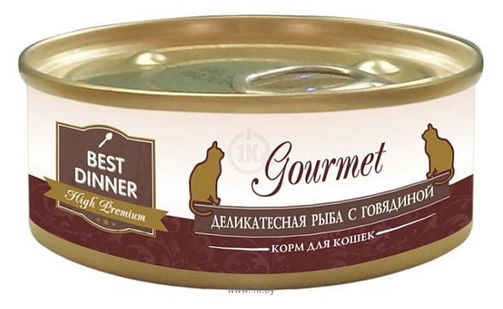 Фотографии Best Dinner High Premium (Gourmet) для кошек Деликатесная рыба с Говядиной (0.1 кг) 24 шт.