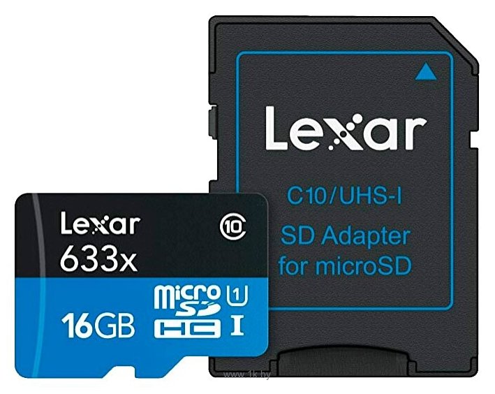 Фотографии Lexar microSDHC Class 10 UHS Class 1 633x 16GB + SD adapter