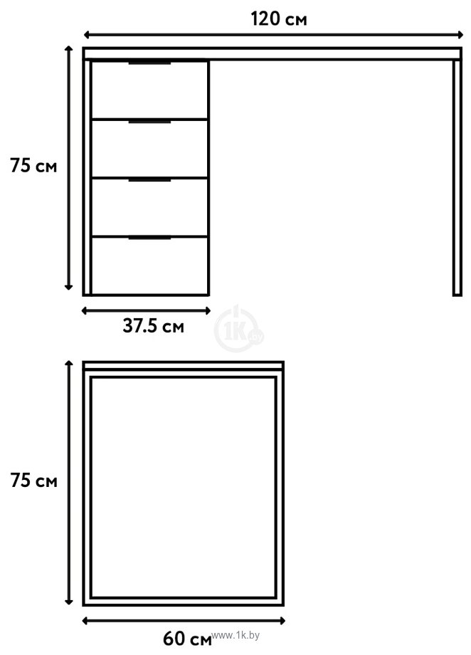 Фотографии Crafto Кихот Лофт 04 120x60x75 (белый/каштан)