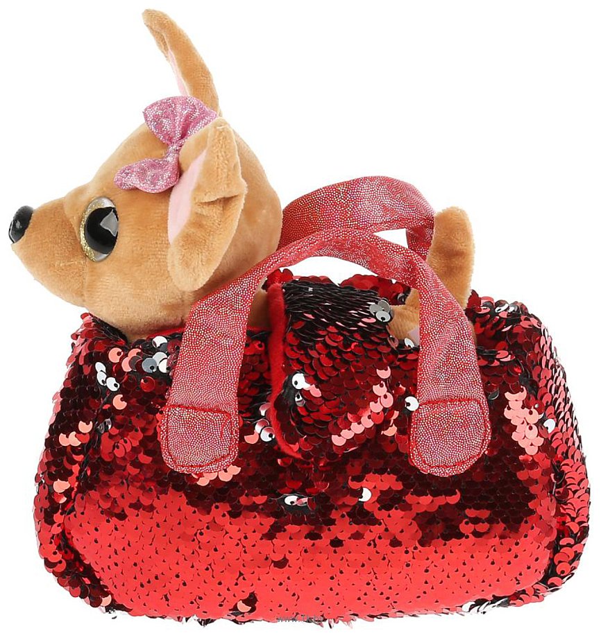 Фотографии Мой Питомец Собачка в красной сумочке из пайеток CT-AD191170-RED