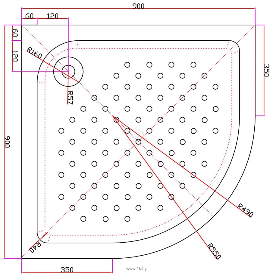 Фотографии Cezares 90x90 TRAY-A-R-90-550-15-W-W0