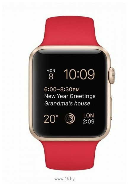 Фотографии Apple Watch Sport 42mm Gold with Red Sport Band (MMEE2)