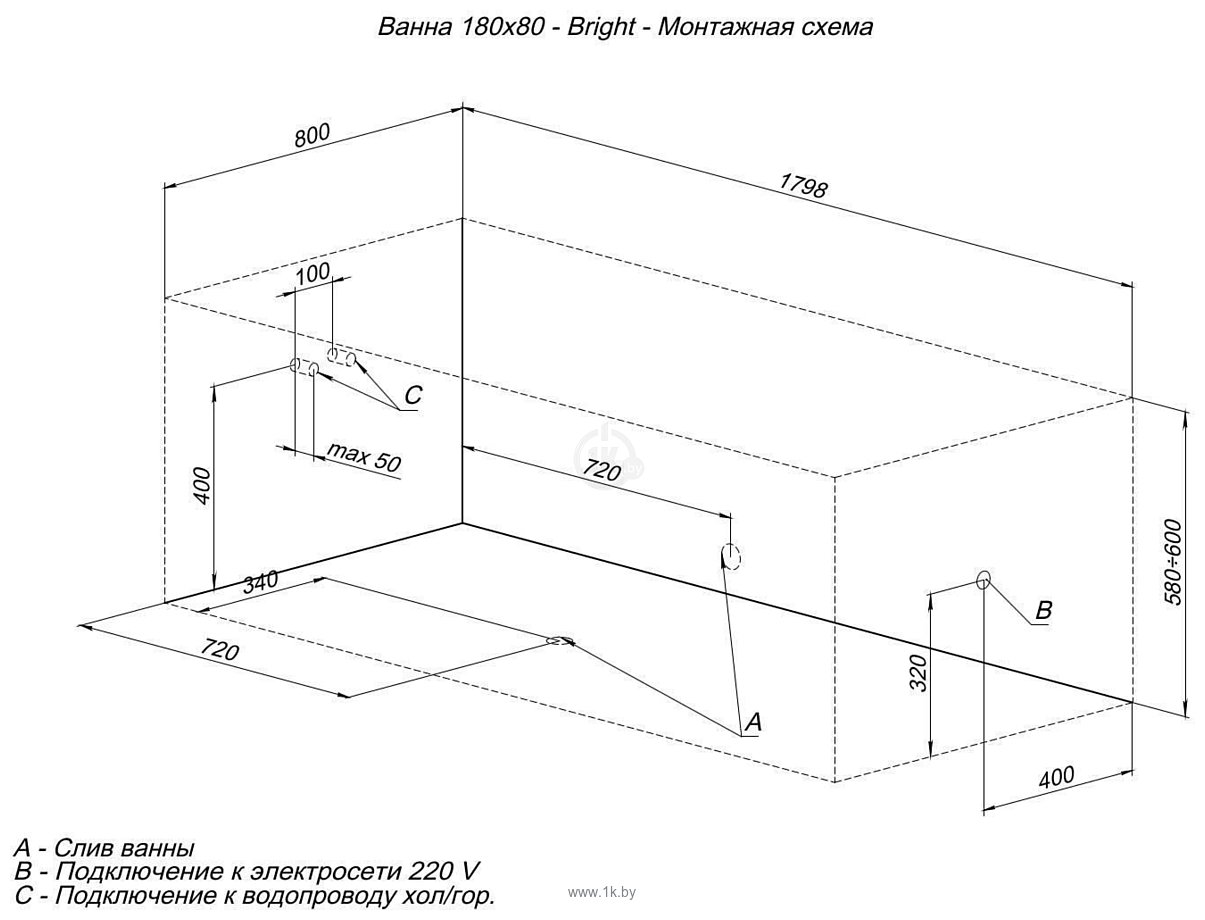 Фотографии Aquanet Bright 180x80 с каркасом и экраном