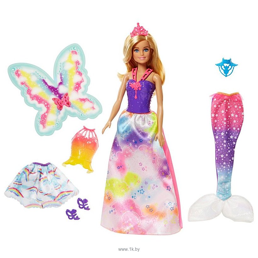 Фотографии Barbie Dreamtopia Doll with 3 Fairytale Costumes FJD08