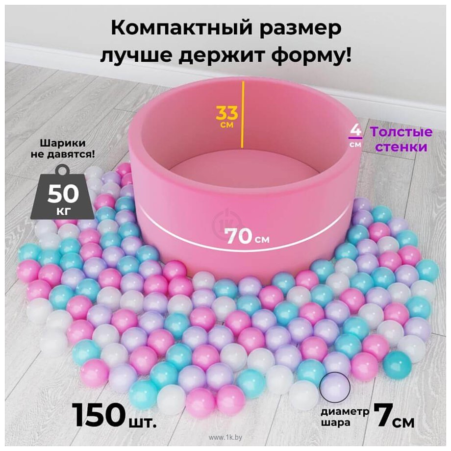 Фотографии Romana Easy ДМФ-МК-02.53.03 (розовый, 150 шариков ассорти с розовым)