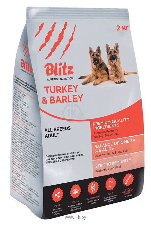 Фотографии Blitz (2 кг) Adult Dog Turkey & Barley All Breeds dry