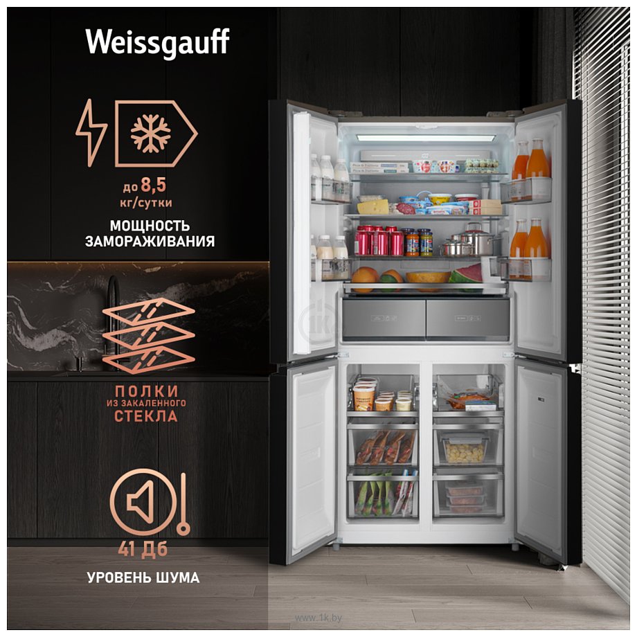 Фотографии Weissgauff WCD 590 Nofrost Inverter Premium Biofresh Gold Glass