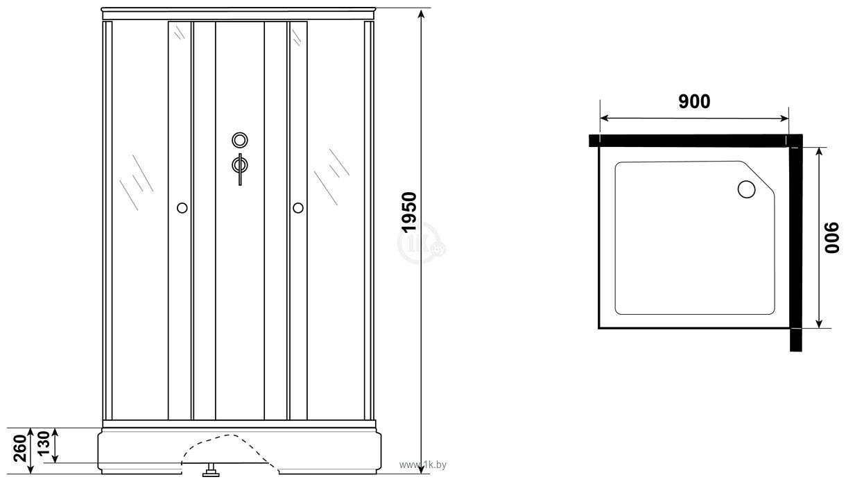 Фотографии Niagara Promo P90/26Q/MT/BK 90x90x195