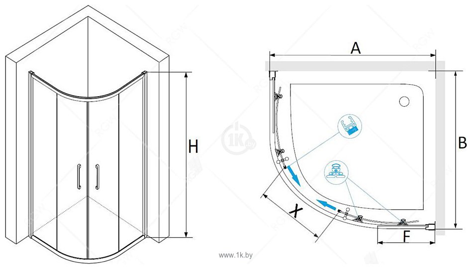 Фотографии RGW PA-51B 02085199-14 90x90 (черный/прозрачное стекло)