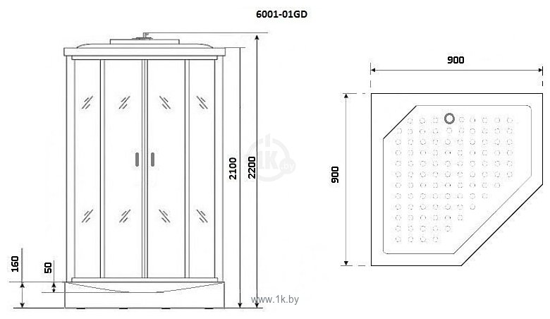 Фотографии Niagara NG-6001-01GD 90x90x220 (прозрачное стекло)