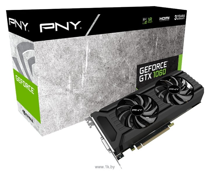 Фотографии PNY GeForce GTX 1060 1506Mhz PCI-E 3.0 6144Mb 8008Mhz 192 bit DVI HDMI HDCP