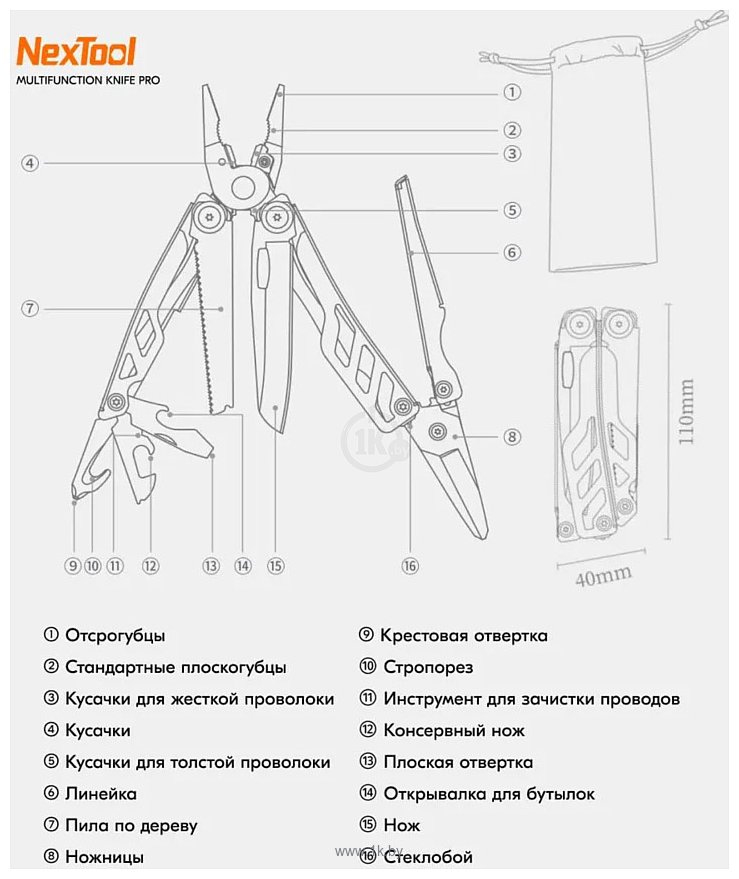 Фотографии NexTool Multifunction Knife Pro NE20143 (серебристый)