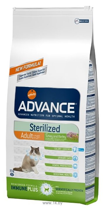 Фотографии Advance (15 кг) Cat Sterilized индейка и ячмень