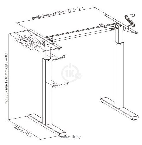 Фотографии ErgoSmart Manual Desk Compact (черный/натуральный дуб)