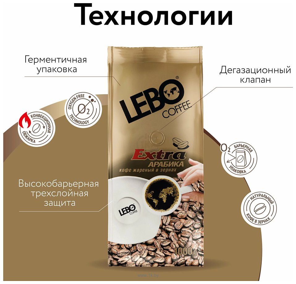 Фотографии LEBO Coffee Extra Арабика зерновой 1 кг