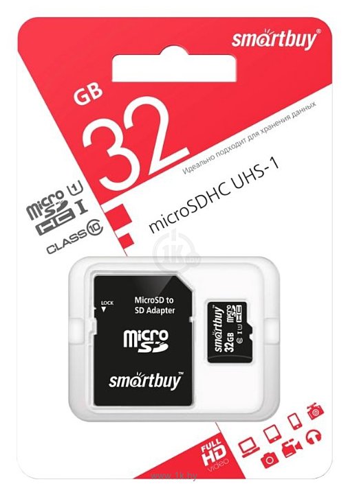 Фотографии SmartBuy microSDHC Class 10 UHS-I U1 32GB + SD adapter