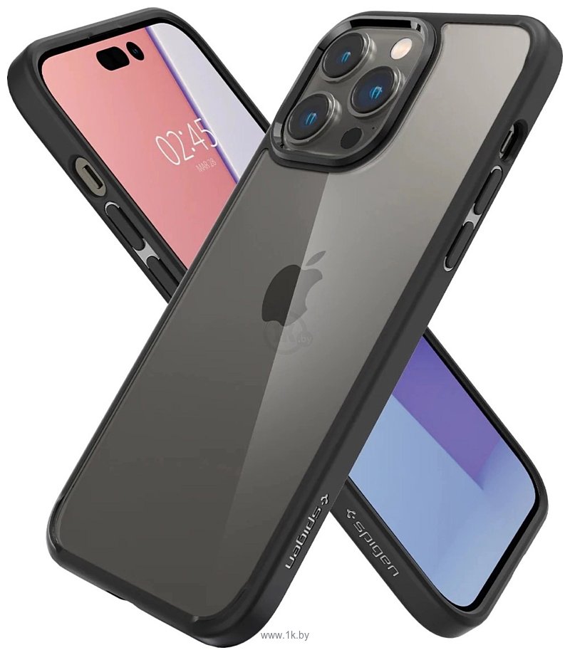 Фотографии Spigen Ultra Hybrid для iPhone 14 Pro ACS04961 (прозрачный/черный)