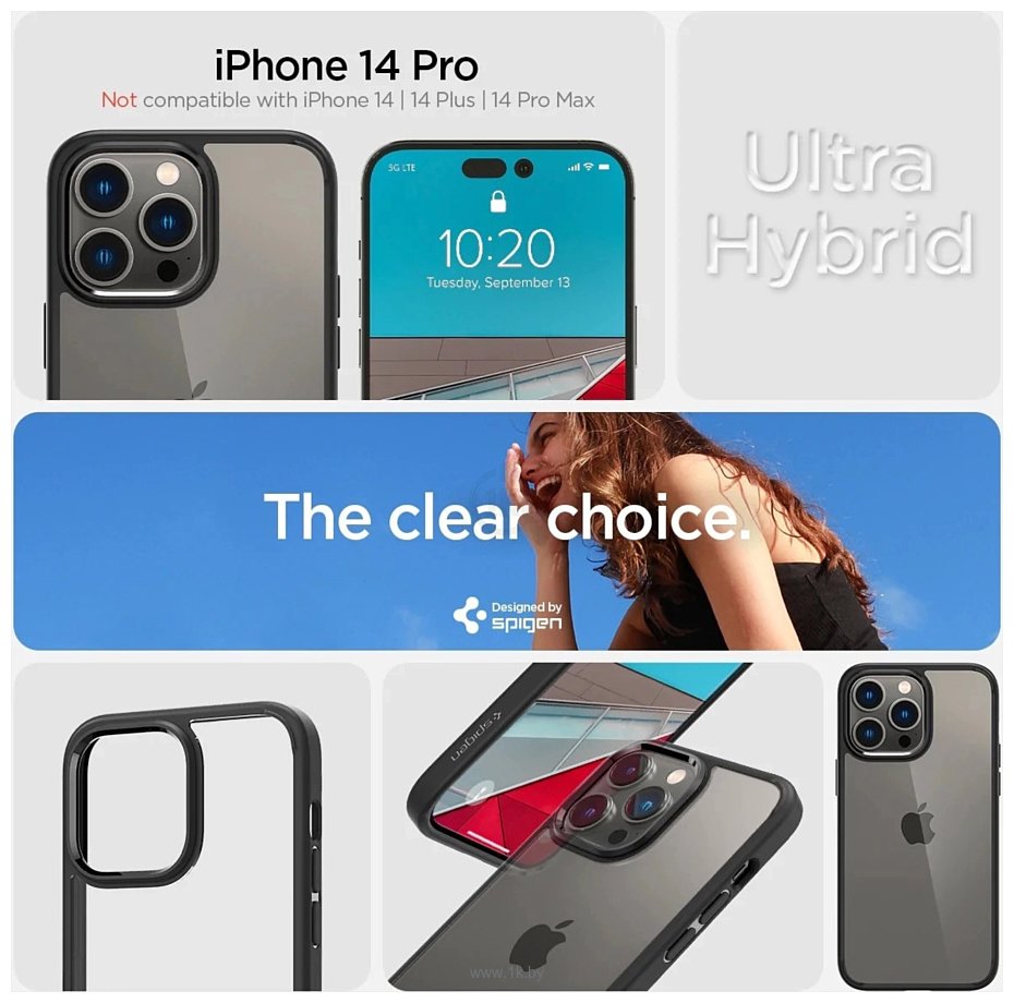 Фотографии Spigen Ultra Hybrid для iPhone 14 Pro ACS04961 (прозрачный/черный)