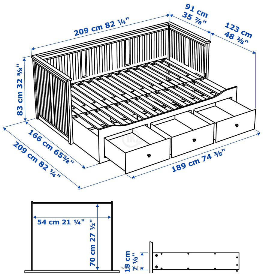 Фотографии Ikea Хемнэс 200x160 (черно-коричневый) 104.288.98