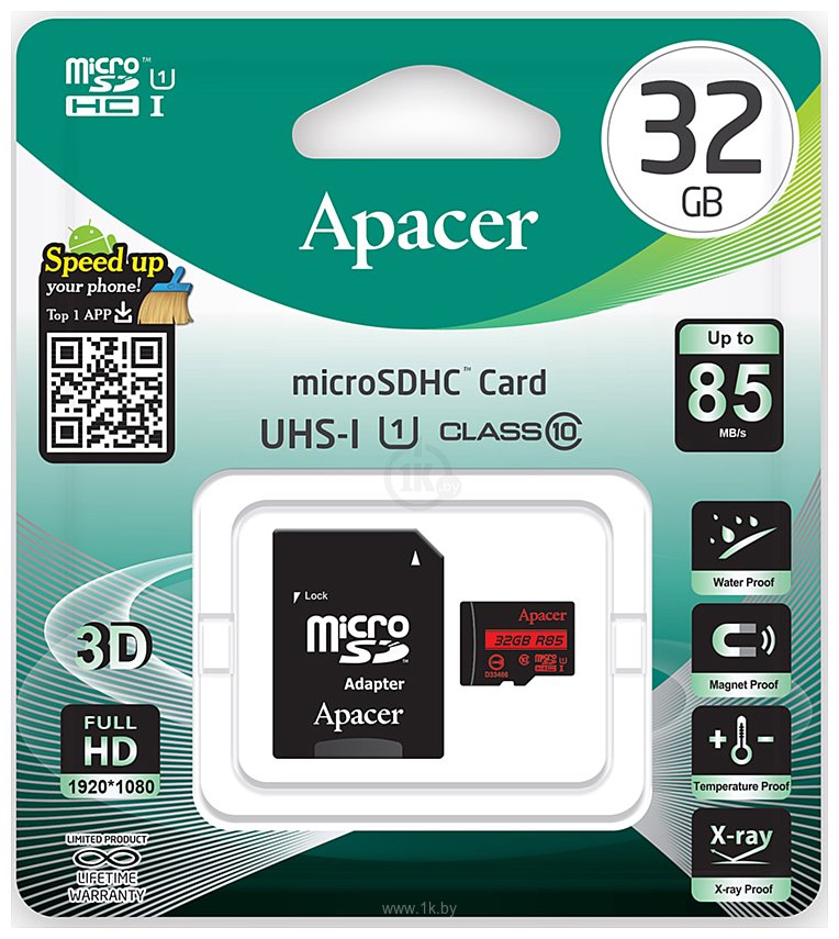 Фотографии Apacer microSDHC AP32GMCSH10U5-R 32GB (с адаптером)