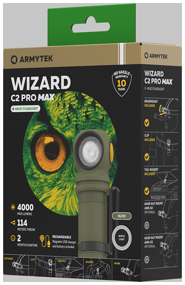 Фотографии Armytek Wizard C2 Pro Max Magnet USB Olive (белый)