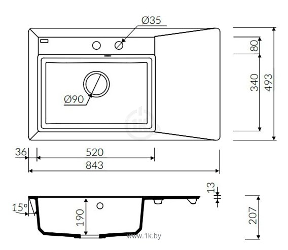 Фотографии MARMORIN IVO 1 bowl sink with draining board 710 113