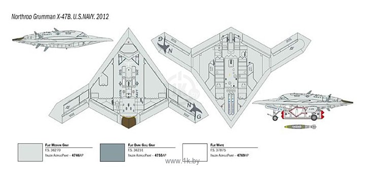 Фотографии Italeri 1421 Боевой беспилотный летательный аппарат X-47B