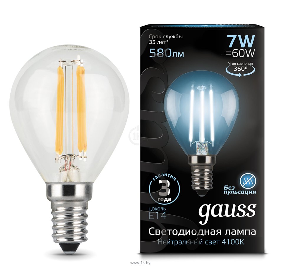 Фотографии Gauss LED Filament Globe E14 7 Вт 4100 К (105801207)