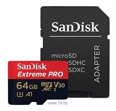 Фотографии SanDisk Extreme Pro microSDXC Class 10 UHS Class 3 V30 A1 100MB/s 64GB + SD adapter