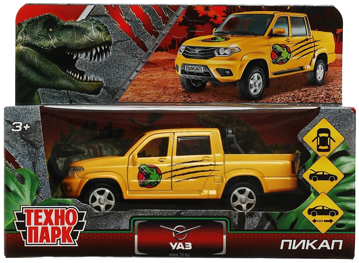 Фотографии Технопарк УАЗ Пикап Динозавры PICKUP-12DIN-YE (желтый)