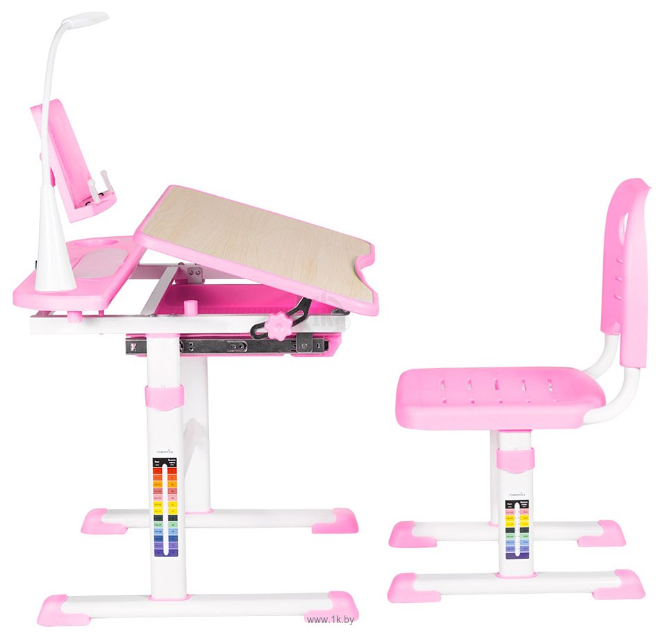 Фотографии Anatomica Avgusta + стул + выдвижной ящик + светильник + подставка (клен/розовый)
